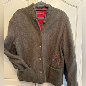 Chic Brown Embroidered Women's Blazer